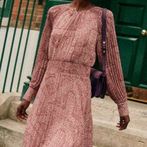 Sezane Midi Dress, Red and White, Size: XS